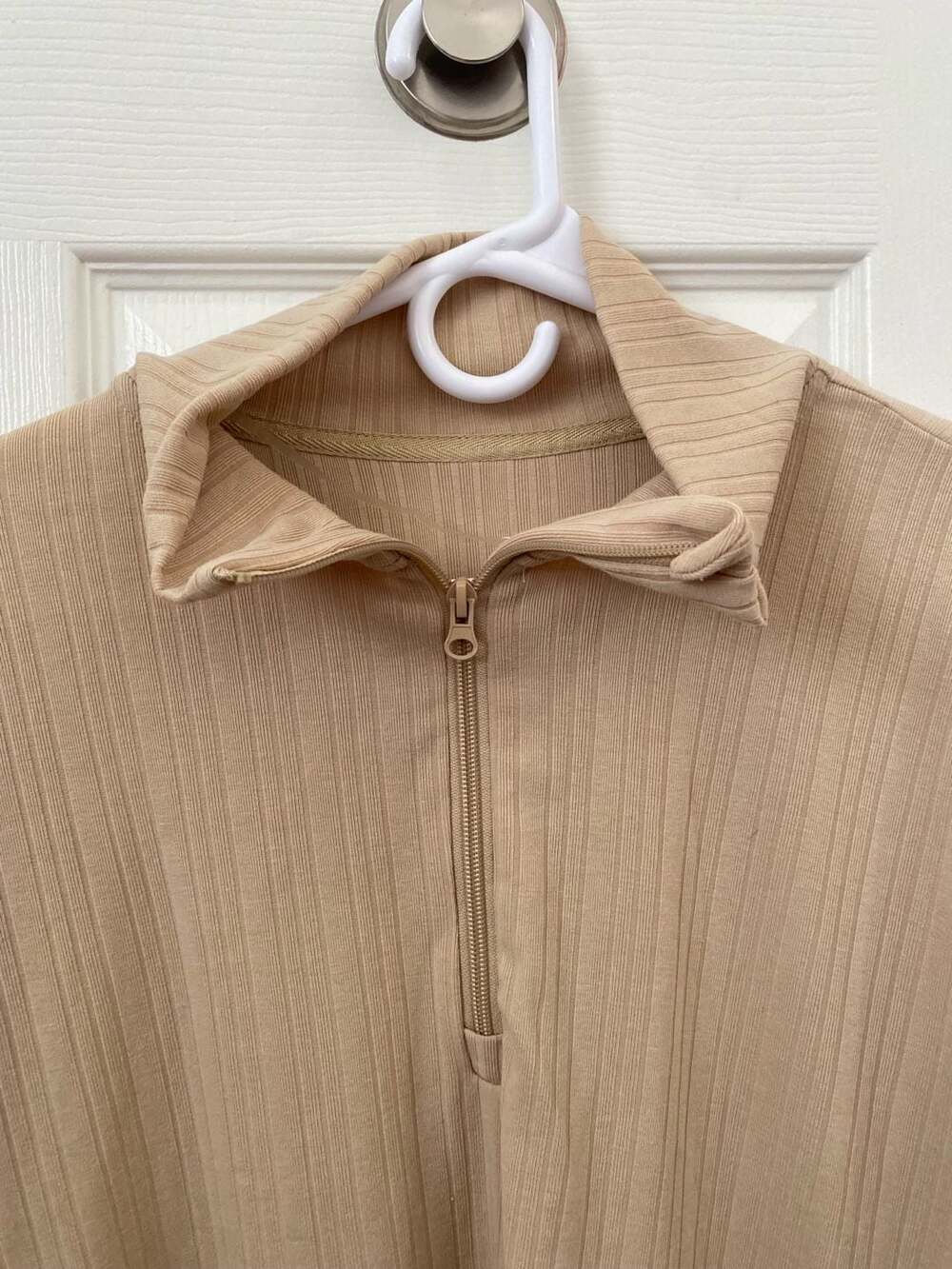 Pro Player Tan Ribbed Quarter-Zip Long Sleeve Pullover - Picture 4 of 15